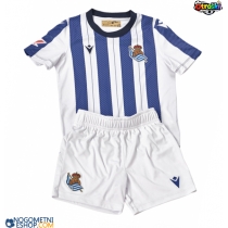 Otroški Nogometni dresi Real Sociedad Domači 2025-26 Kratek Rokav (+ Kratke hlače)